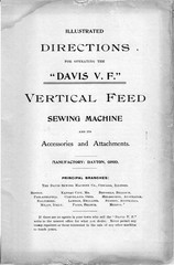 DAVIS Vertical Feed Sewing Machine Instruction Manual BIND – FRONT & BACK