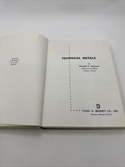 TECHNICAL METALS By Harold V. Johnson – Hardcover