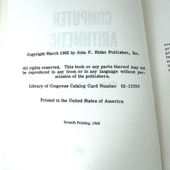 Computer Arithmetic by Henry Jacobowitz 1968 Vintage Computing Paperback