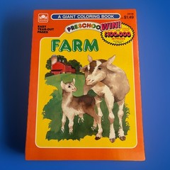 NEW Vintage Golden Coloring Book Preschool FARM Animals 1988 Unused Color Barns